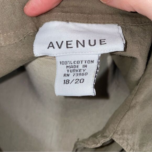 Avenue Womens Cotton Collared 3/4 Sleeve Button Down Shirt Dress Size 18/20 - Picture 3 of 10